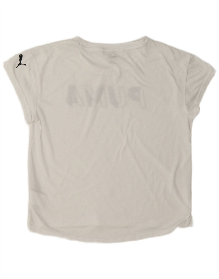 Puma Womens Graphic T-Shirt Top UK 10 Small White Polyester