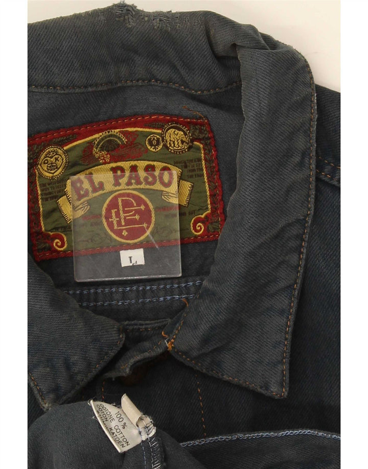 El Paso Mens Denim Jacket UK 40 Large Blue Cotton
