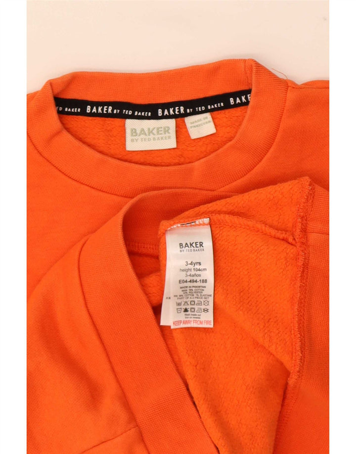 Ted Baker Boys Graphic Sweatshirt Jumper 3-4 Years Orange Cotton