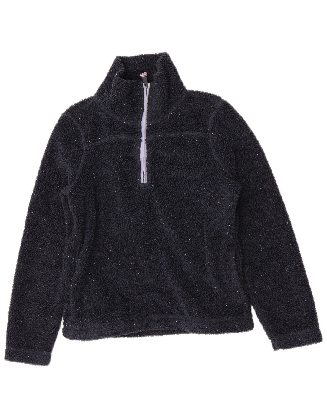 Fat Face Womens Zip Neck Fleece Jumper UK 8 Small Navy Blue Polyester