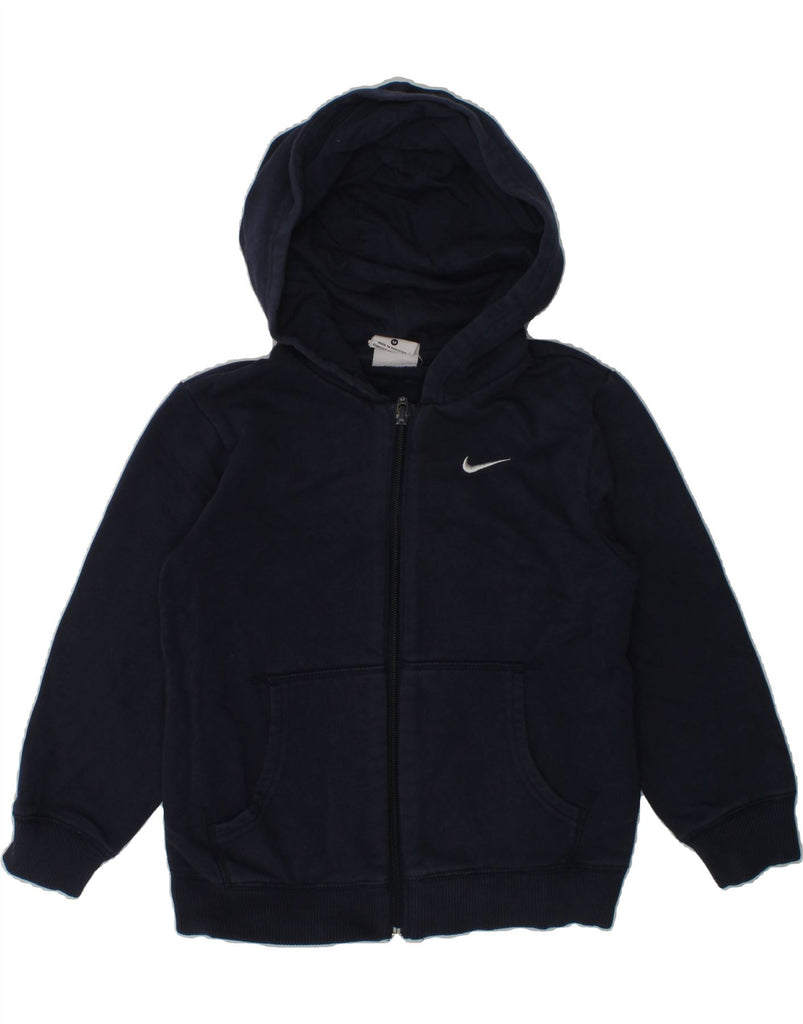 NIKE Boys Zip Hoodie Sweater 5-6 Years Medium  Navy Blue Cotton | Vintage Nike | Thrift | Second-Hand Nike | Used Clothing | Messina Hembry 