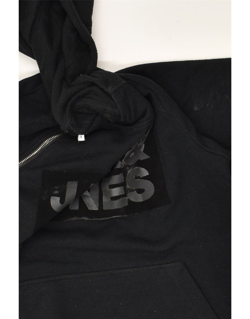 JACK & JONES Mens Graphic Zip Neck Hoodie Jumper Medium Black Cotton | Vintage Jack & Jones | Thrift | Second-Hand Jack & Jones | Used Clothing | Messina Hembry 