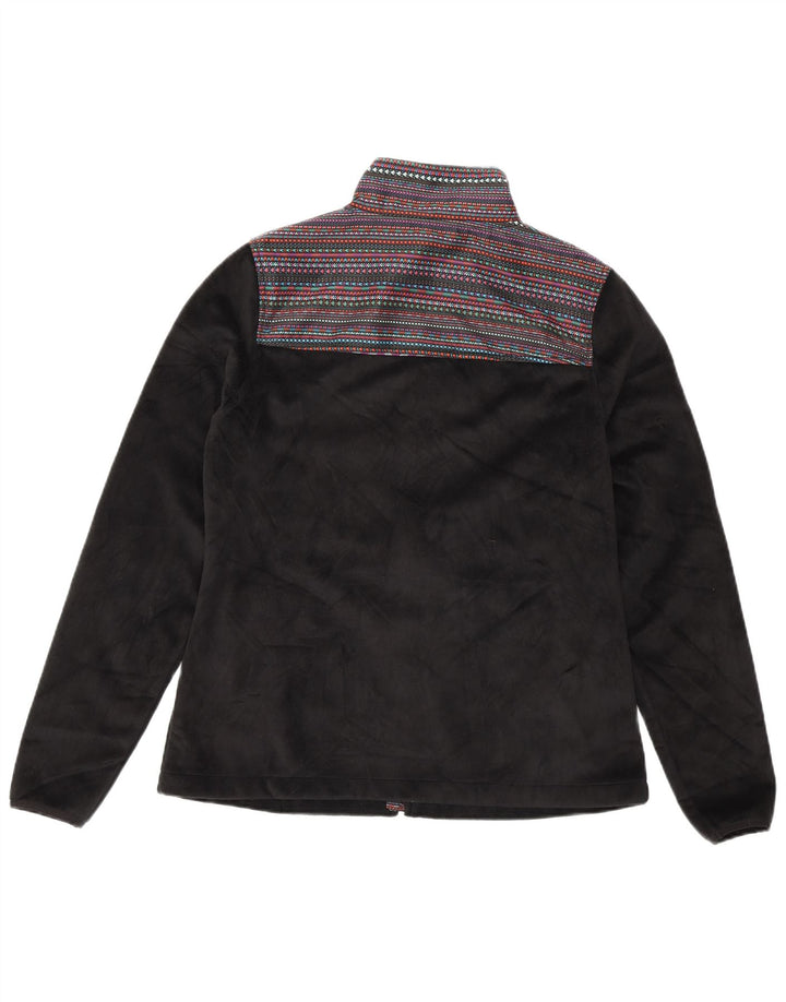 FILA Womens Fleece Jacket UK 10 Small Black Striped Polyester
