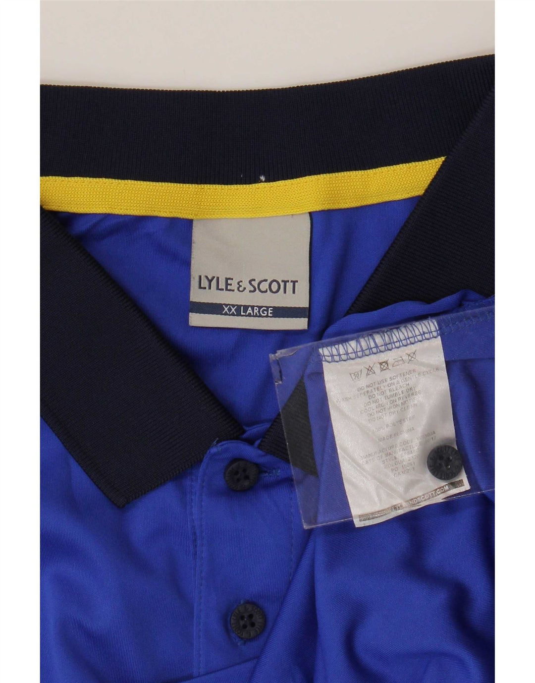 Lyle & Scott Mens Polo Shirt 2XL Blue Geometric Polyester