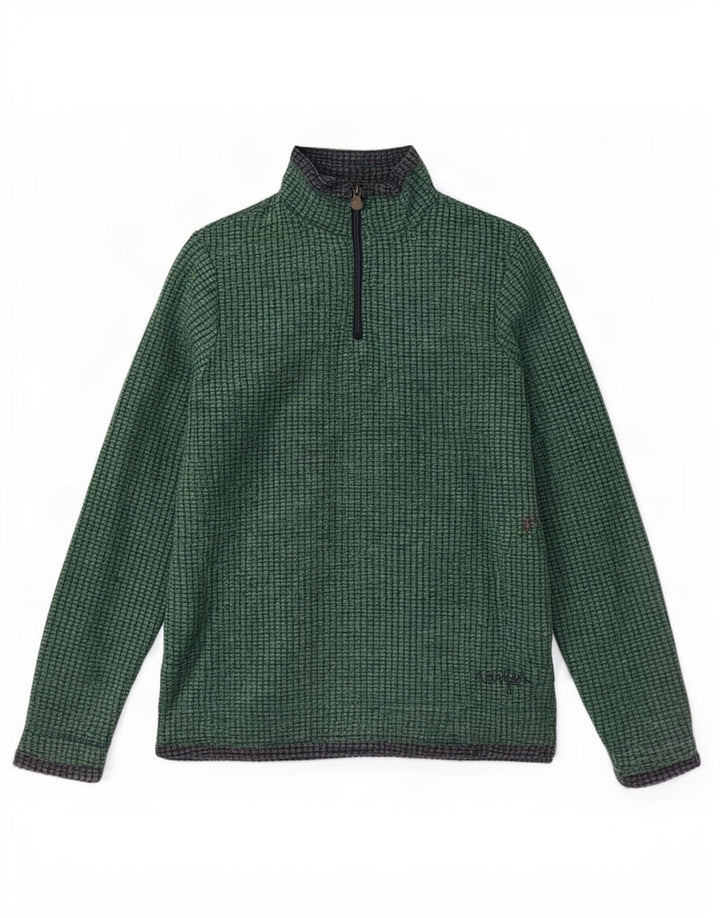 Weird Fish Womens Zip Neck Fleece Jumper UK 14 Large Green Polyester