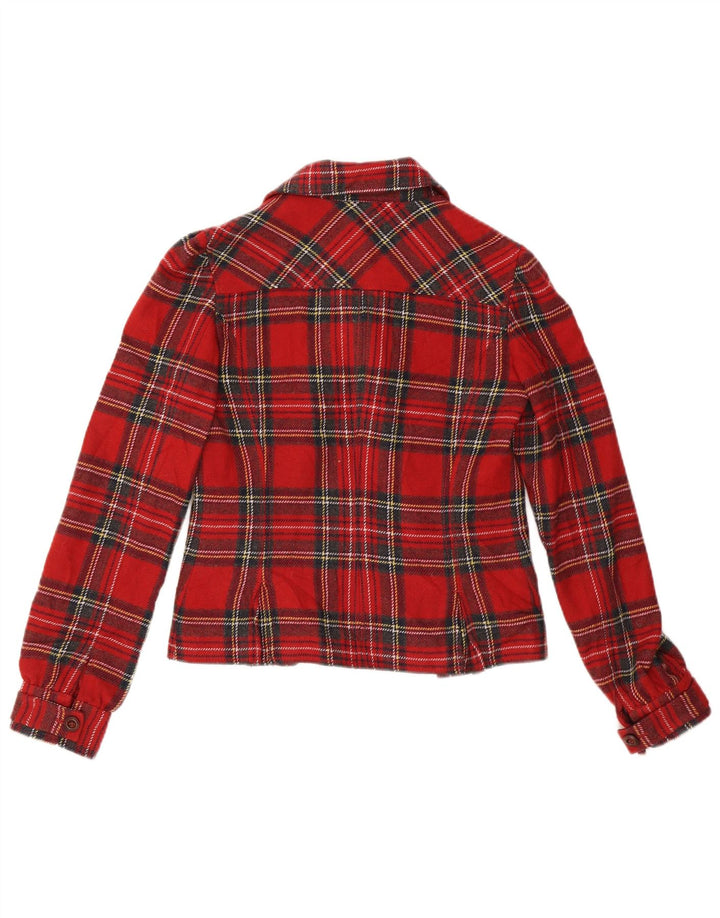 SISLEY Womens 4 Button Blazer Jacket IT 42 Medium Red Plaid Acrylic