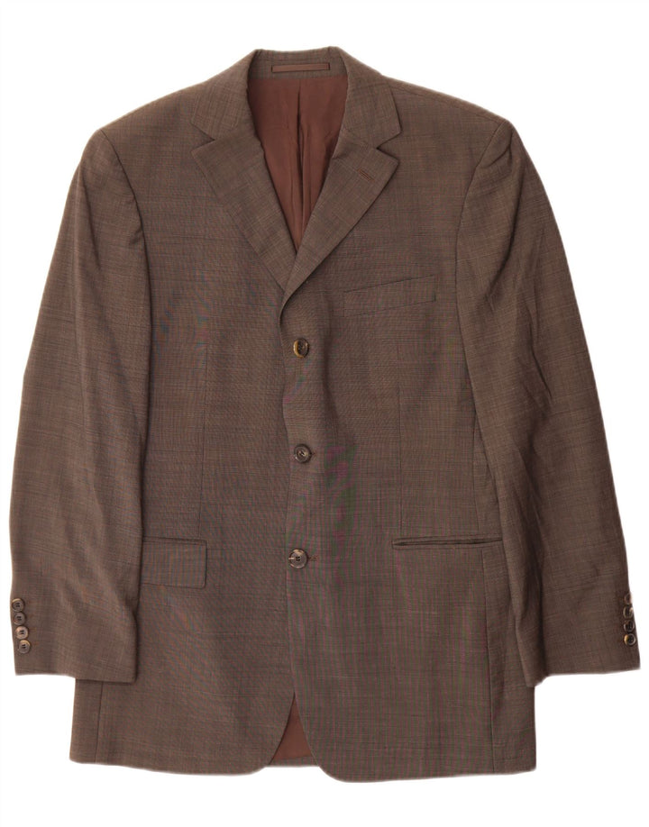 Hugo Boss Mens 3 Button Blazer Jacket EU 46 Small Grey Virgin Wool