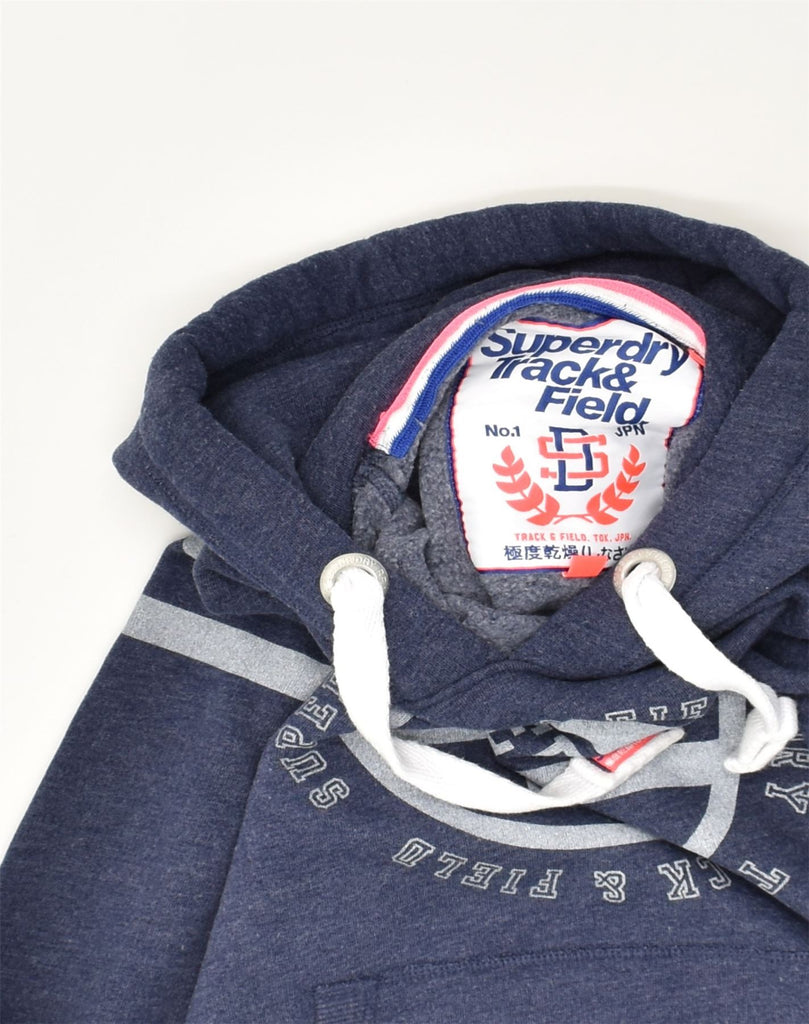 SUPERDRY Mens Track & Field Graphic Hoodie Jumper Small Blue Cotton | Vintage Superdry | Thrift | Second-Hand Superdry | Used Clothing | Messina Hembry 