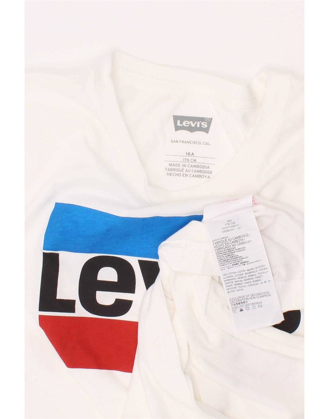 Levi's Boys Graphic T-Shirt Top 15-16 Years White Cotton