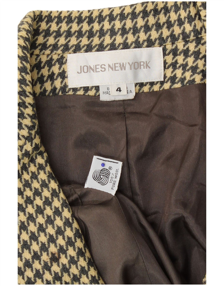 Jones New York Womens Blazer Jacket US 4 Small Beige Houndstooth