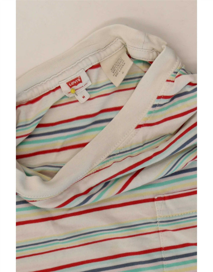 Levi's Womens Crop T-Shirt Top UK 14 Medium Multicoloured Striped Cotton