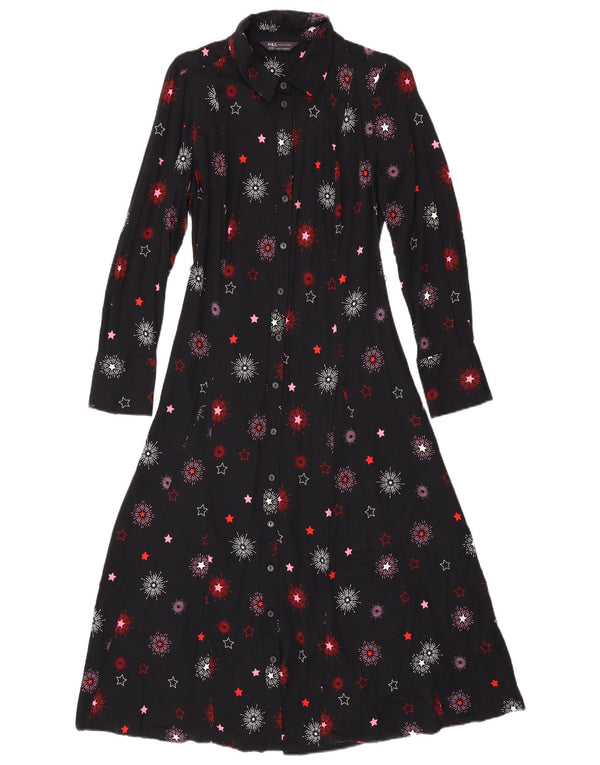 Marks & Spencer Womens Shirt Dress UK 10 Small Navy Blue Geometric
