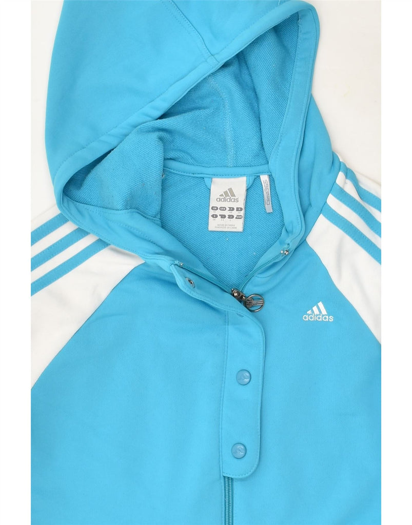 ADIDAS Womens Clima 365 Zip Hoodie Sweater UK 12 Medium Blue Colourblock | Vintage Adidas | Thrift | Second-Hand Adidas | Used Clothing | Messina Hembry 