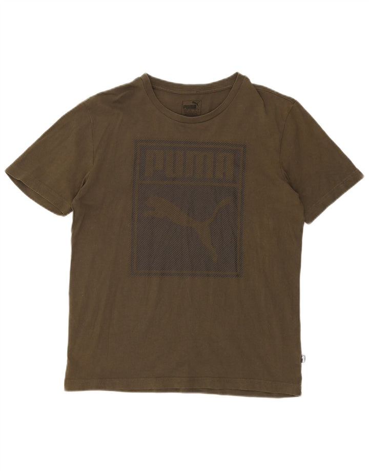 Puma Mens Regular Graphic T-Shirt Top Small Khaki Cotton