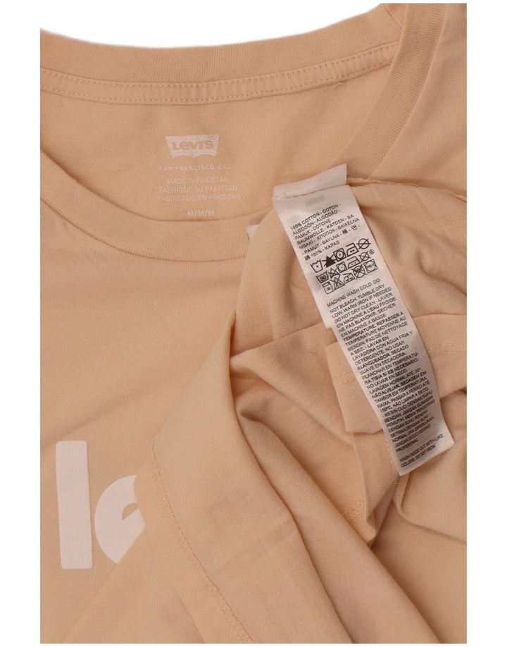 Levi's Womens Graphic T-Shirt Top UK 12 Medium Beige Cotton