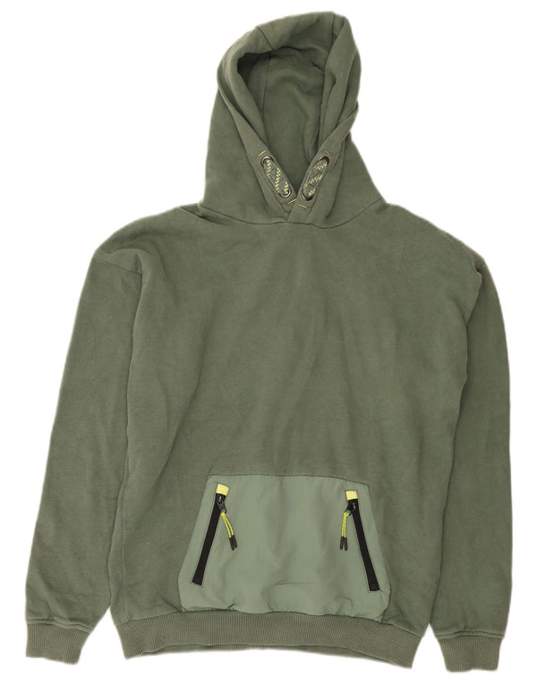 Marks & Spencer Boys Hoodie Jumper 12-13 Years Khaki Cotton