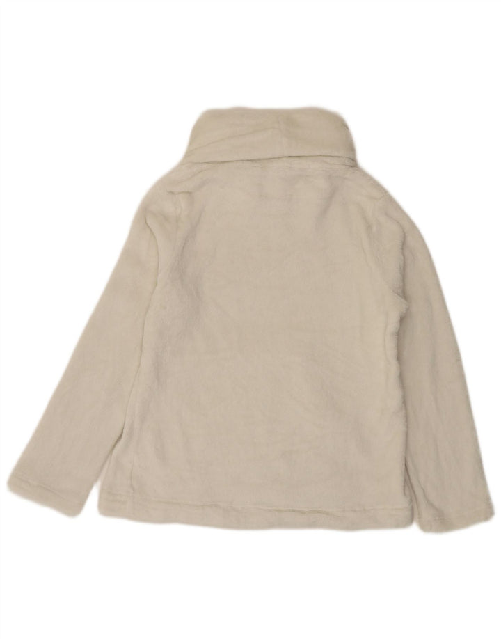Fat Face Womens Roll Neck Fleece Jumper UK 12 Medium White Polyester