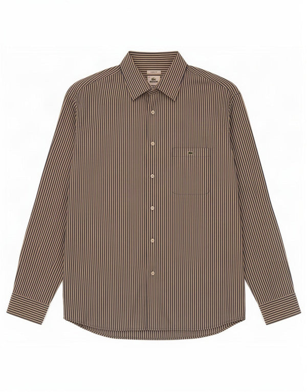 Lacoste Mens Classic Fit Shirt Size 46 2XL Blue Pinstripe Cotton