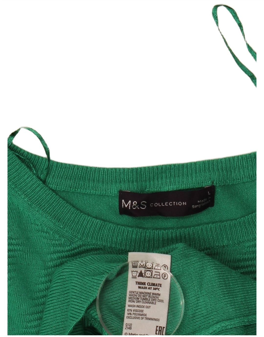 Marks & Spencer Womens Crop Boat Neck Jumper Sweater UK 14 Large Green