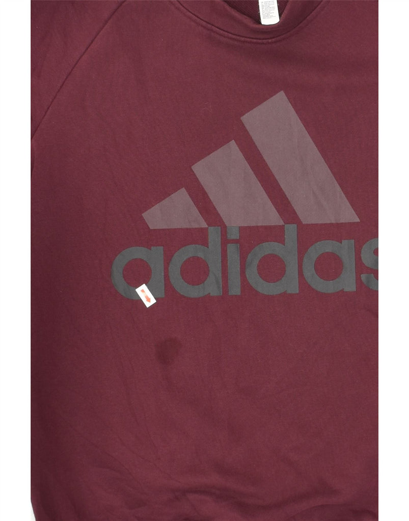 ADIDAS Womens Graphic Sweatshirt Jumper UK 12/14 Medium Maroon Cotton | Vintage Adidas | Thrift | Second-Hand Adidas | Used Clothing | Messina Hembry 