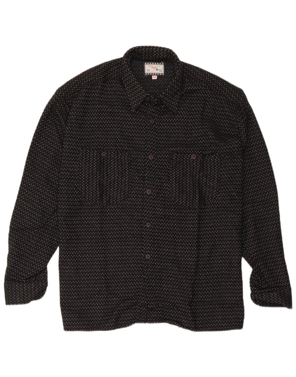 Azzurra Mens Flannel Shirt XL Black Spotted Polyester