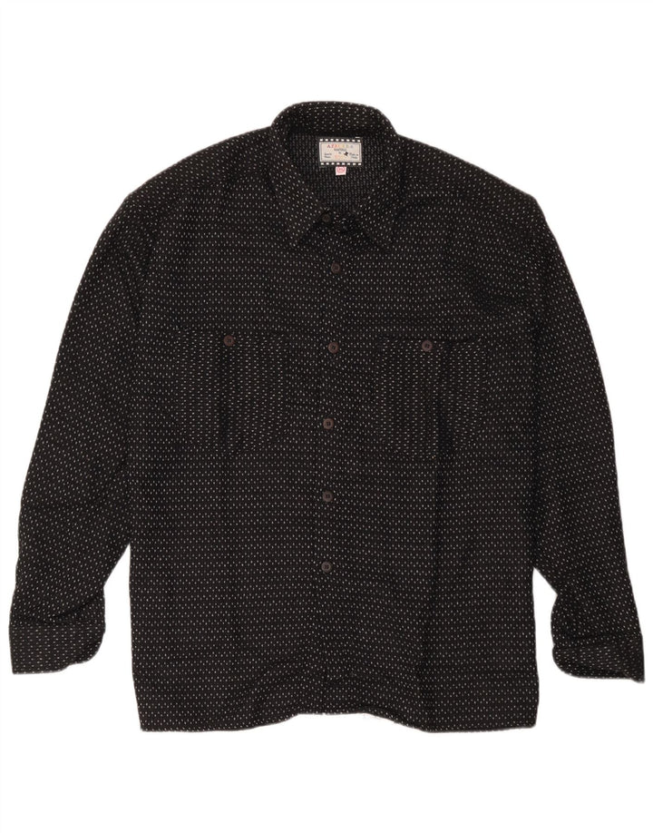 Azzurra Mens Flannel Shirt XL Black Spotted Polyester