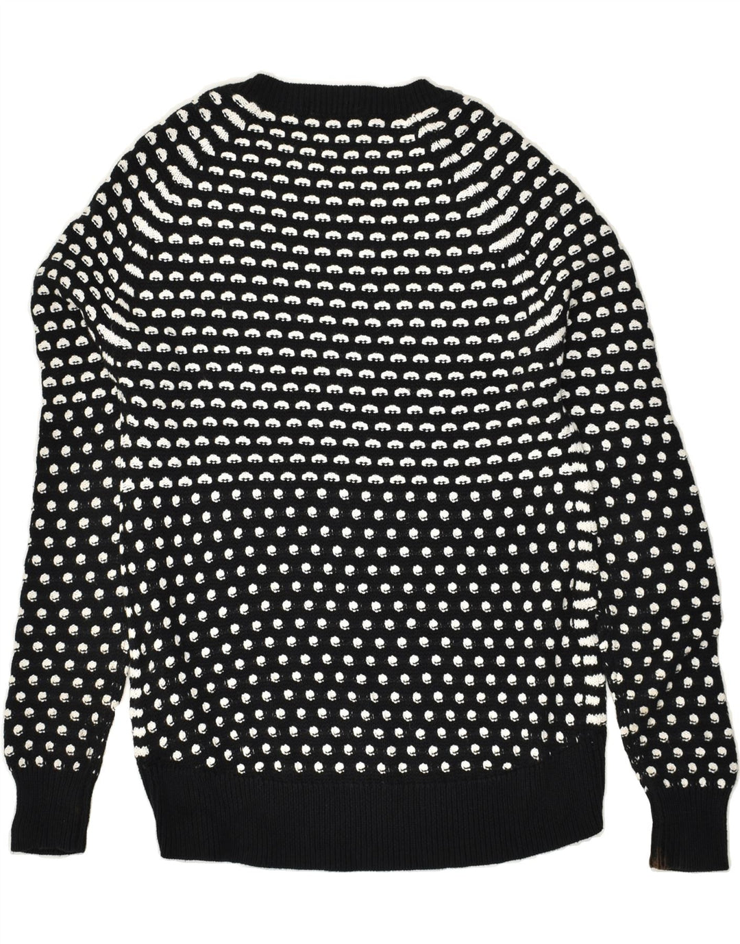 KAREN MILLEN Womens Boat Neck Jumper Sweater US 2 XS Black Spotted Cotton | Vintage Karen Millen | Thrift | Second-Hand Karen Millen | Used Clothing | Messina Hembry 