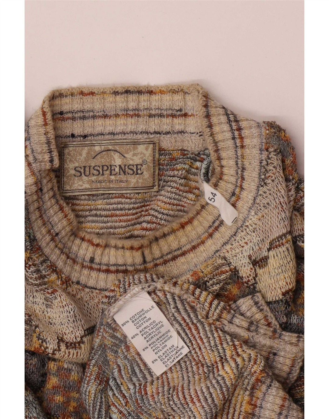 Suspense Mens Abstract Pattern Crew Neck Jumper Sweater IT 54 XL Grey