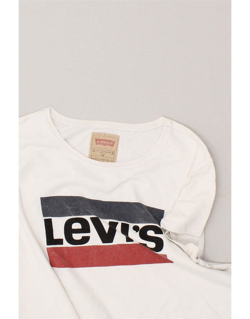 LEVI'S Girls Graphic T-Shirt Top 15-16 Years White Cotton Vintage Levi's and Second-Hand Levi's from Messina Hembry 