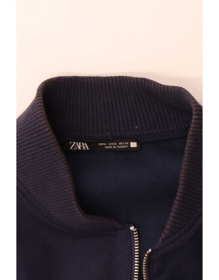 Zara Mens Bomber Jacket UK 38 Medium Navy Blue