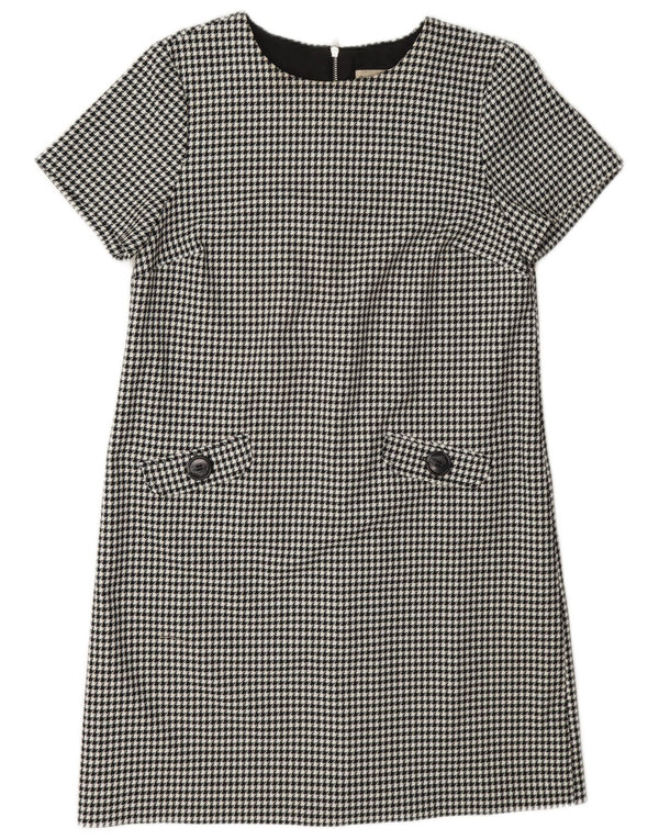 Phase Eight Womens Shift Dress UK 12 Medium Black Houndstooth Polyester