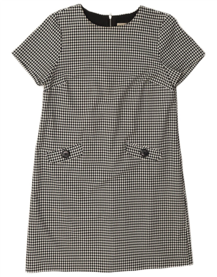 Phase Eight Womens Shift Dress UK 12 Medium Black Houndstooth Polyester