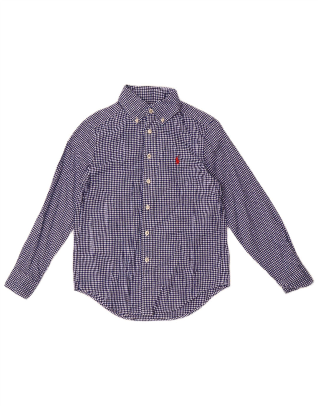 Ralph Lauren Boys Shirt 7-8 Years Small Blue Gingham Cotton