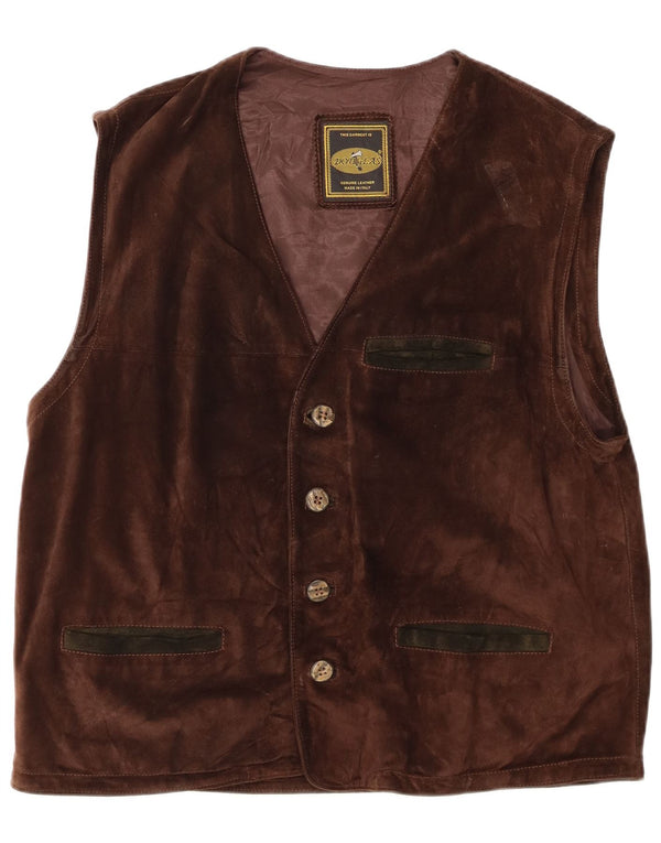 Douglas Mens Suede Gilet IT 56 3XL Brown Leather