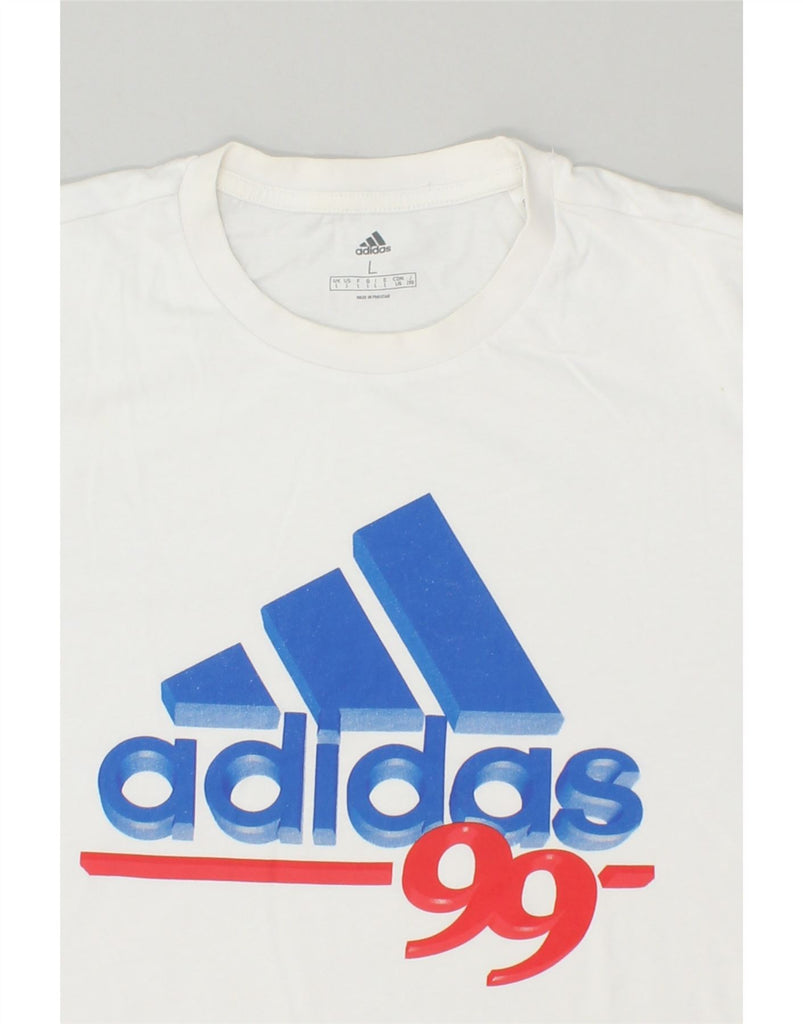 ADIDAS Mens Graphic T-Shirt Top Large White Cotton | Vintage Adidas | Thrift | Second-Hand Adidas | Used Clothing | Messina Hembry 