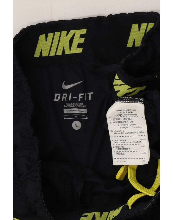 Nike Mens Dri Fit Sport Shorts Large Navy Blue Colourblock Polyester