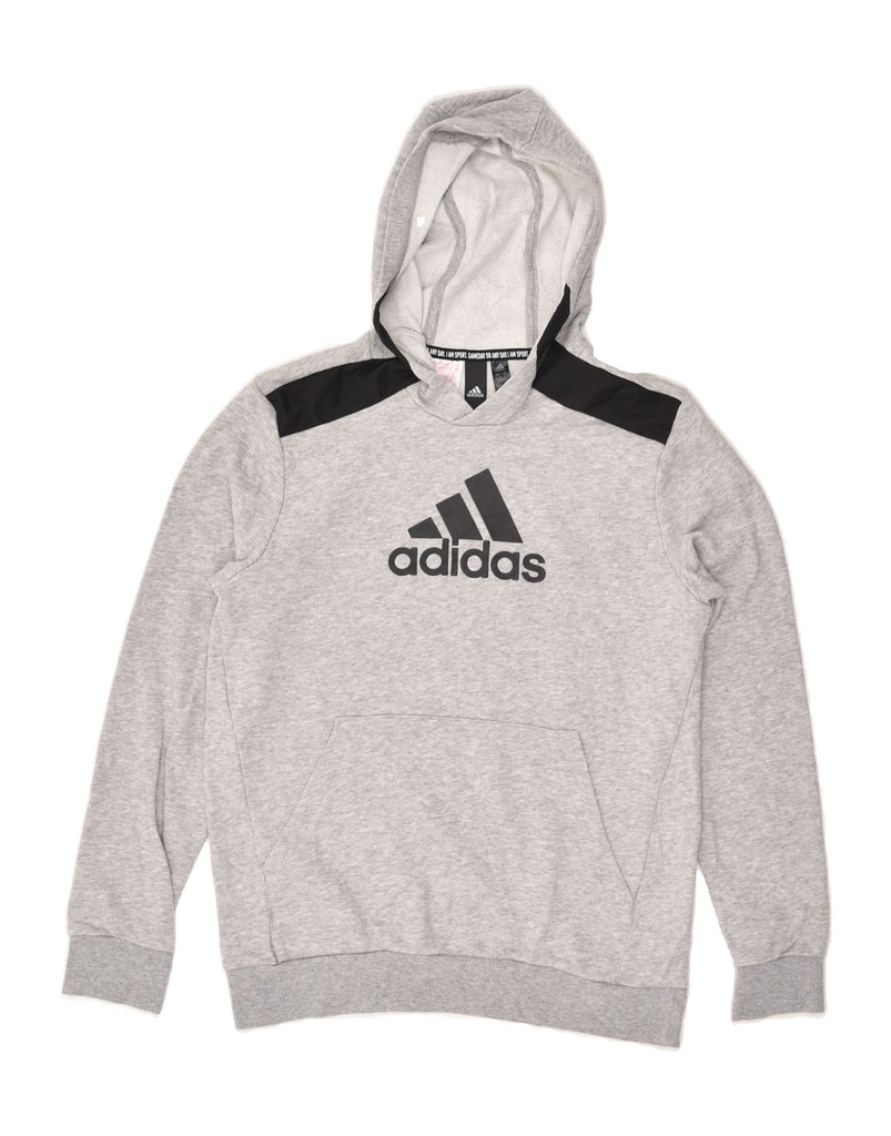 ADIDAS Boys Graphic Hoodie Jumper 13-14 Years Grey Cotton | Vintage Adidas | Thrift | Second-Hand Adidas | Used Clothing | Messina Hembry 