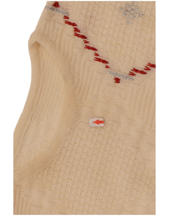 Vintage Womens Boat Neck Jumper Sweater UK 14 Medium Off White