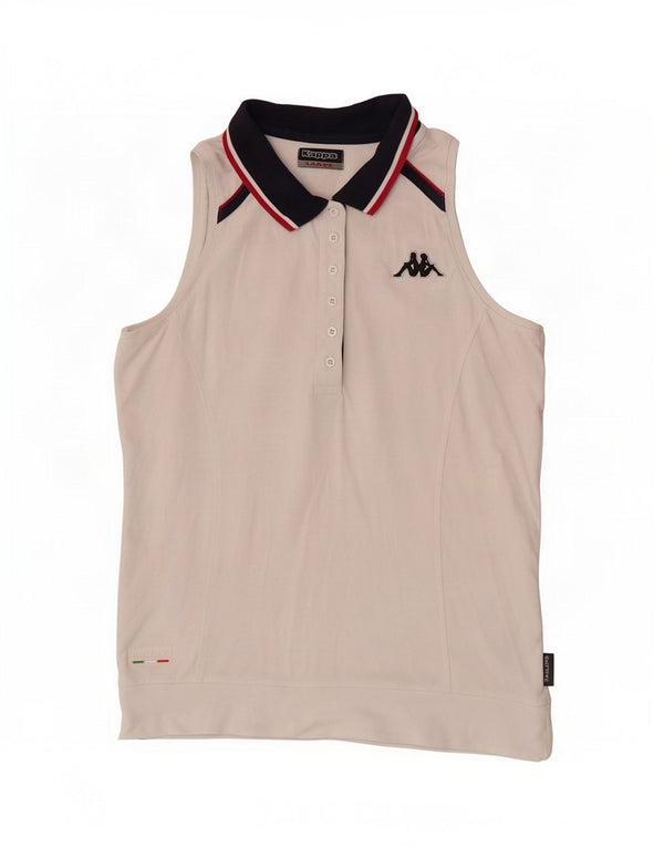 Kappa Womens Sleeveless Polo Shirt UK 14 Large White Cotton