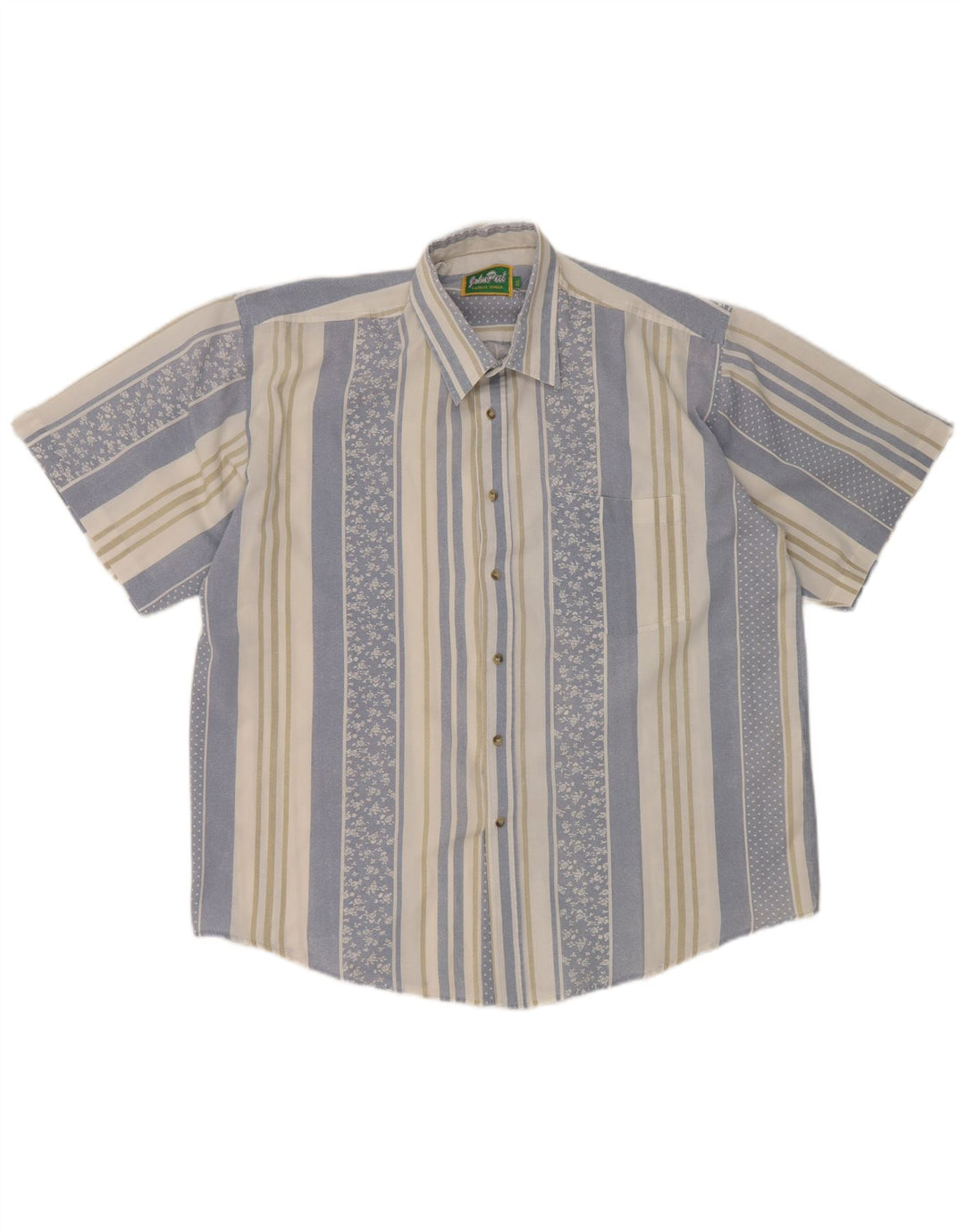 John Peel Mens Short Sleeve Shirt XL Blue Striped