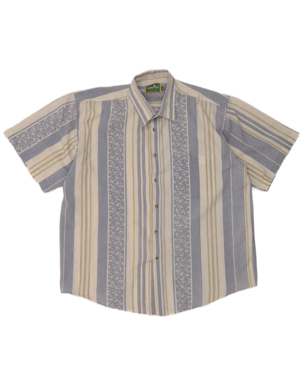 John Peel Mens Short Sleeve Shirt XL Blue Striped