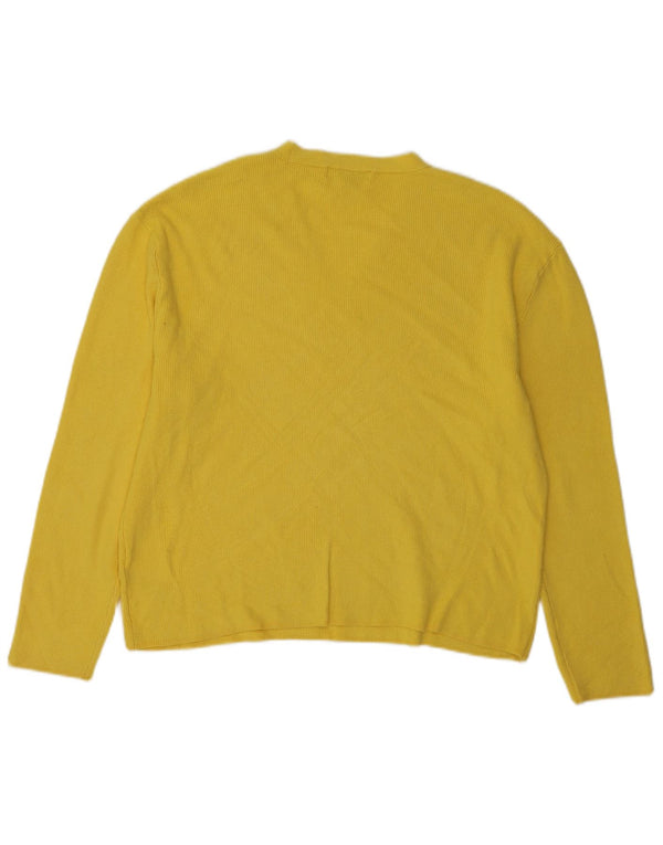 Marks & Spencer Womens V-Neck Jumper Sweater UK 16 Large Yellow Viscose