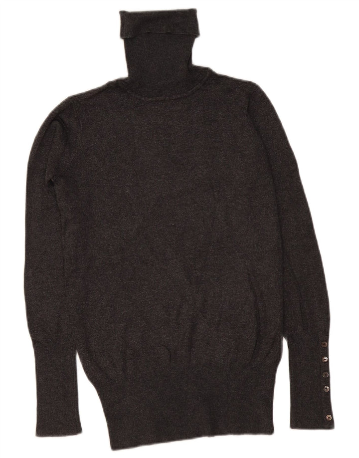 Zara Womens Roll Neck Jumper Sweater UK 10 Small Grey Rayon