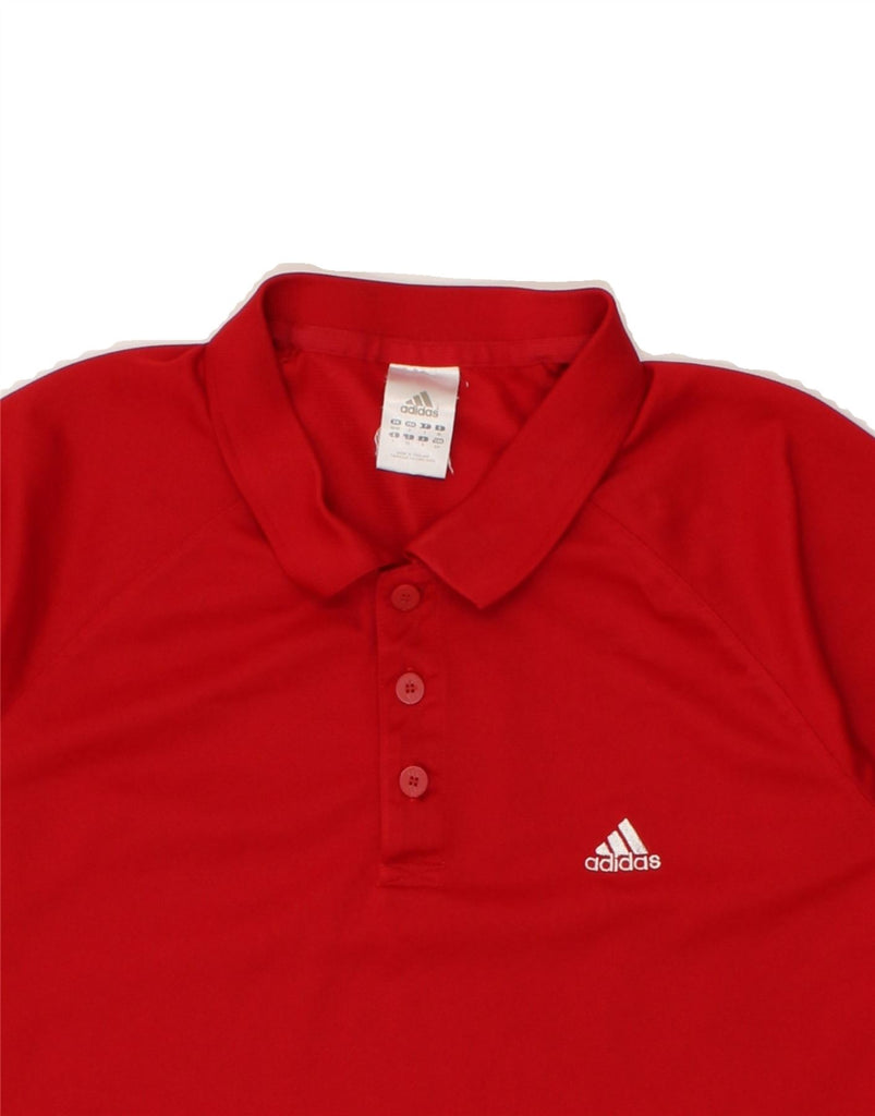 ADIDAS Mens Polo Shirt Size 40/42 Medium Red Polyester | Vintage Adidas | Thrift | Second-Hand Adidas | Used Clothing | Messina Hembry 