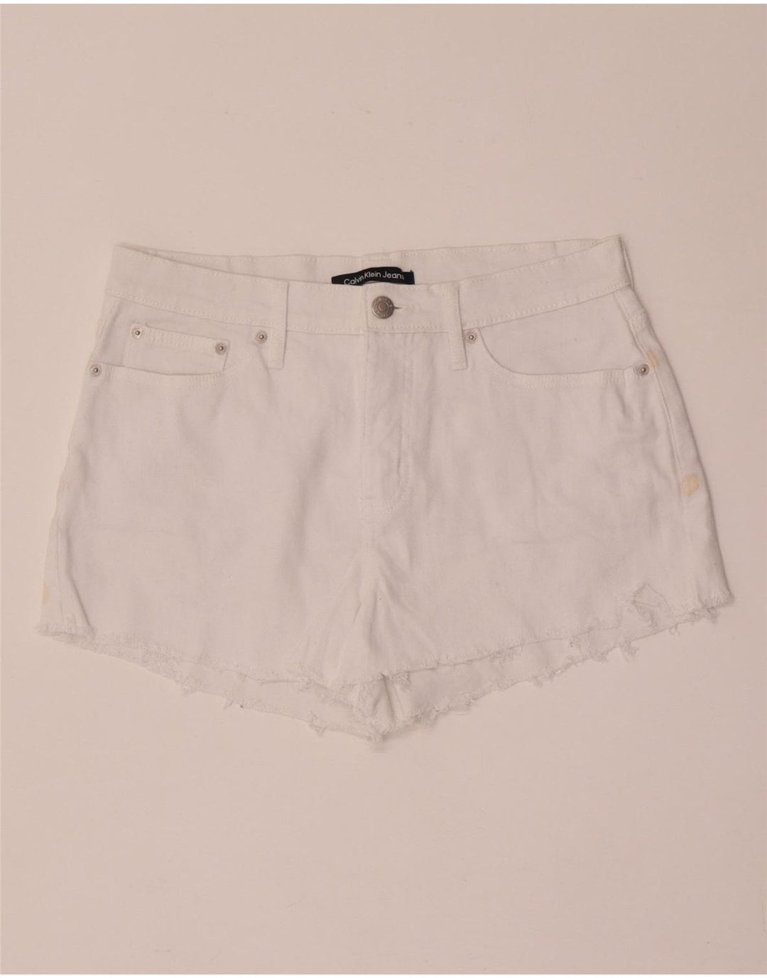 Calvin Klein Womens Denim Shorts W28 Medium White Cotton