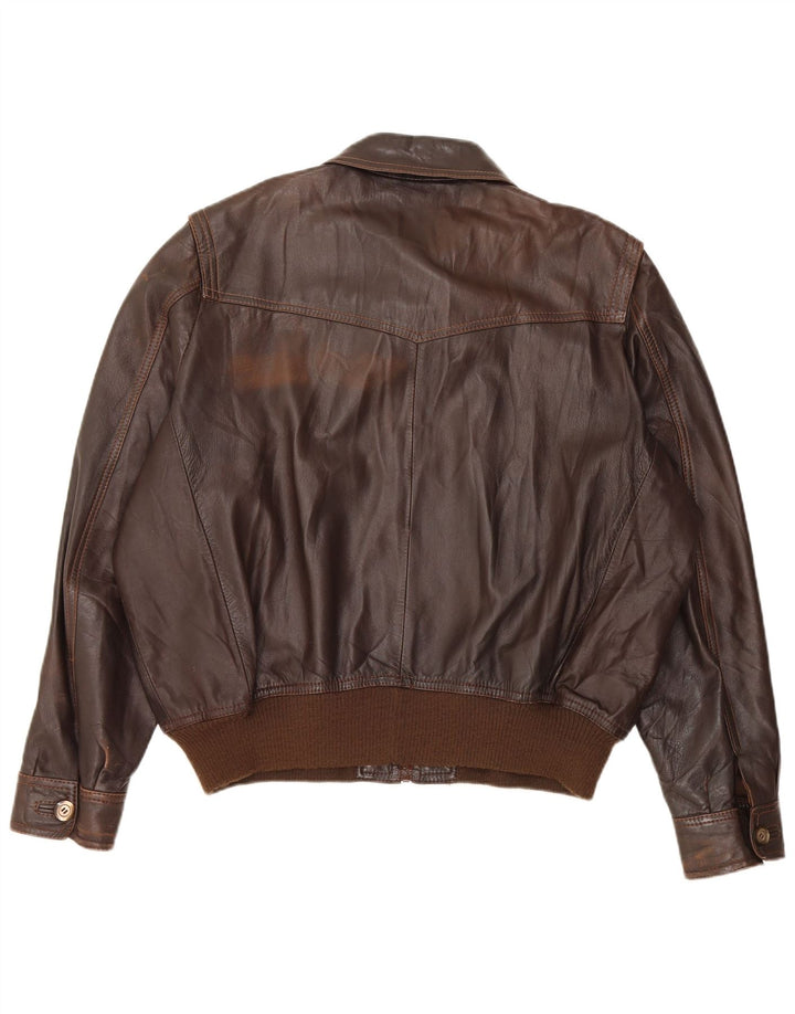 Vintage Mens Leather Jacket UK 42 XL Brown Leather