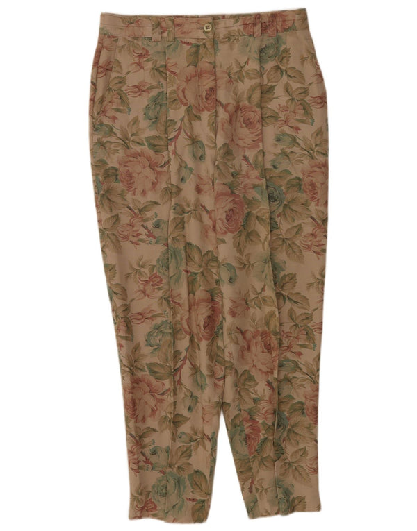 Zerres Womens Pegged Cropped Trousers EU 40 Medium W30 L25 Beige Floral