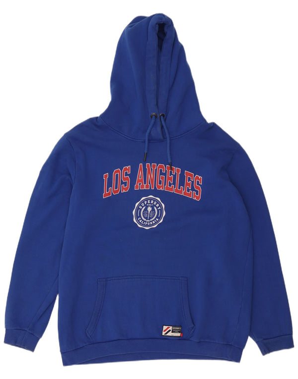 Superdry Mens Los Angeles Graphic Hoodie Jumper Medium Blue Cotton