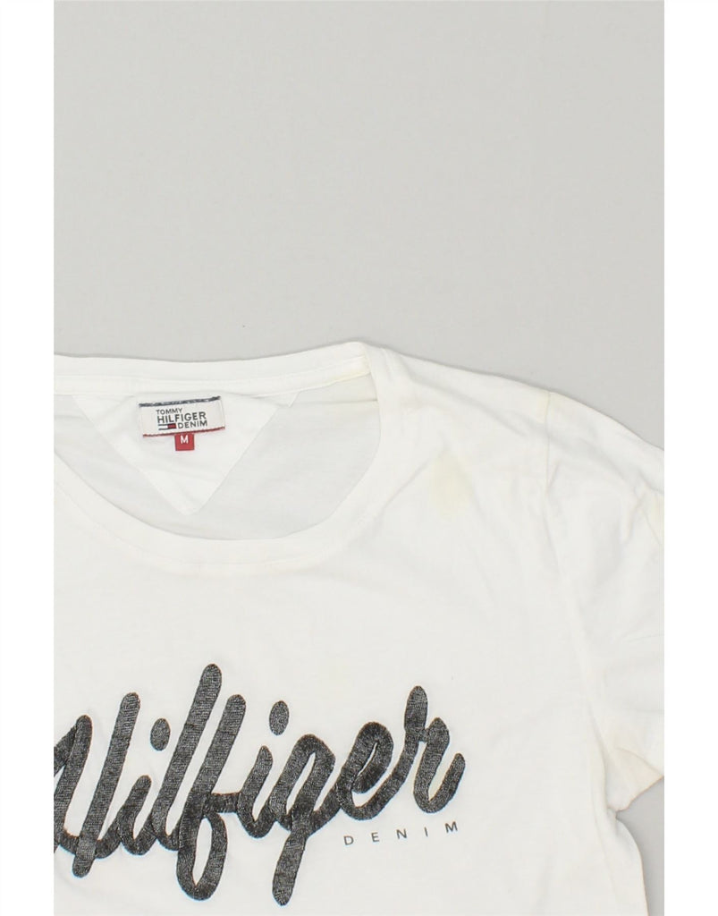 TOMMY HILFIGER Womens Graphic T-Shirt Top UK 14 Medium White | Vintage Tommy Hilfiger | Thrift | Second-Hand Tommy Hilfiger | Used Clothing | Messina Hembry 