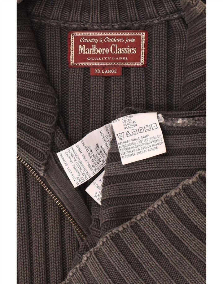 Marlboro Classics Mens Cardigan Sweater 2XL Grey Cotton
